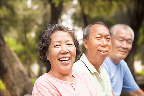 Asian seniors in the park